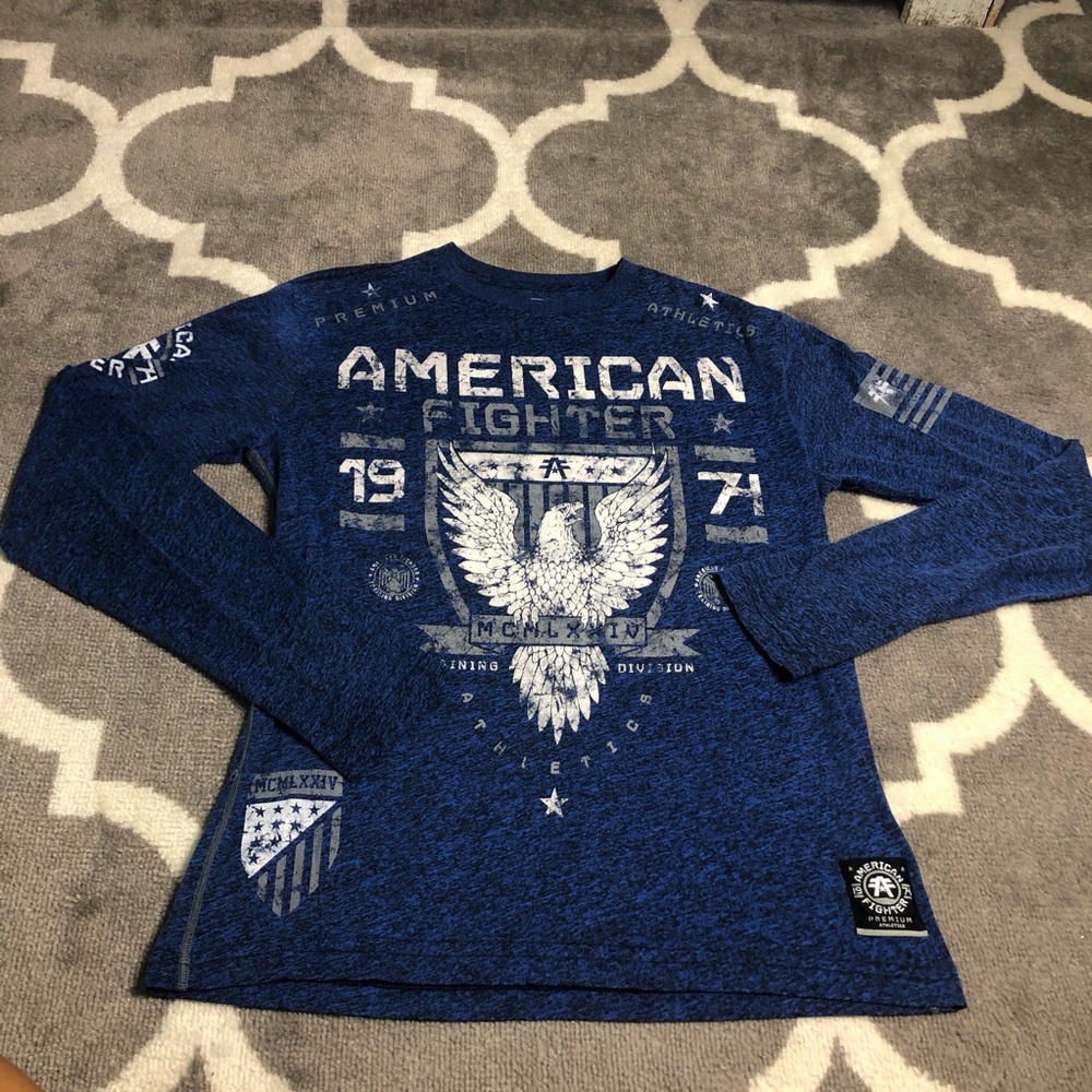 American Fighter Shirt Mens Small Blue Long Sleeve Like New Tshirt